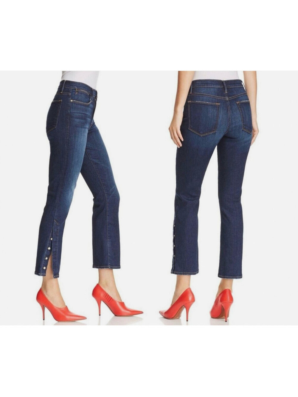 FRAME Le High Straight-Leg Dark Wash Snap-Hem Meribel Denim Jeans Size 26